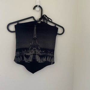 Black cami with Eiffel Tower design